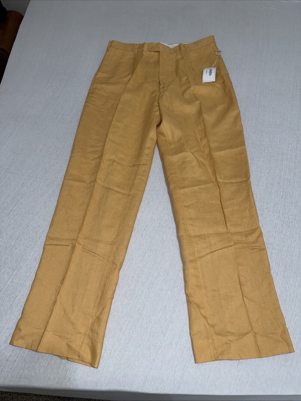 Inserch Linen Pants P0510-113 Honey Mustard Men’s 40 Made In Italy NWT